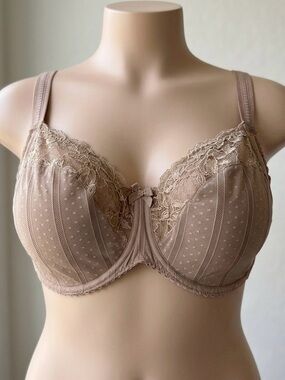 Prima Donna Couture Full Cup Bra Lace Underwire Nude Tan US 42K UK 42H